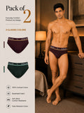 Colin Active Brief 2 Pcs Pack - Maroon and Green colorway, Pack of 2 men's active briefs
