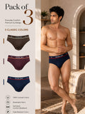 Colin Active Brief 3 Pcs Pack - Brown, Maroon and Navy colorway, Pack of 3 men's active briefs