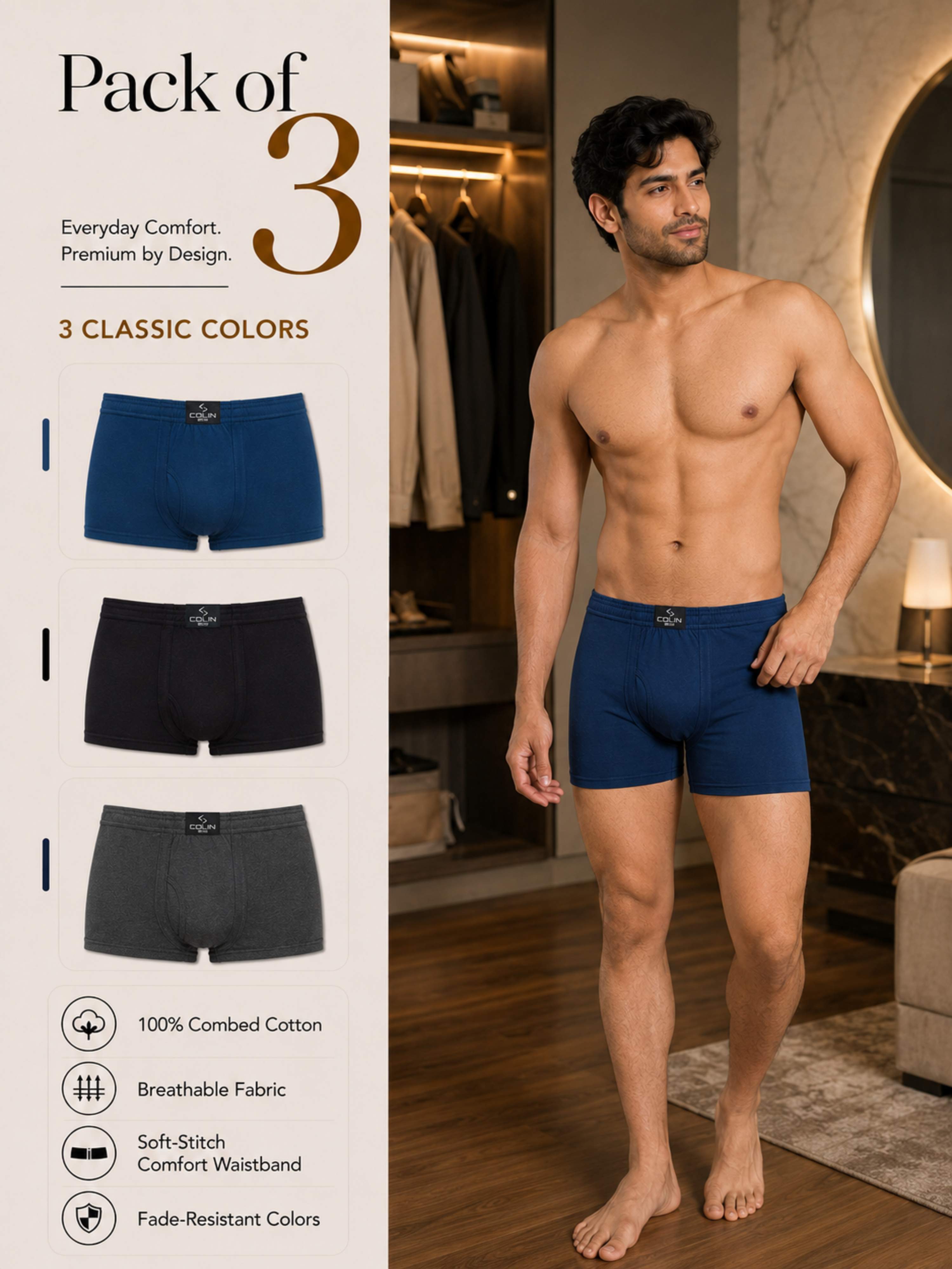 Colin Classic Trunk 3 Pcs Pack