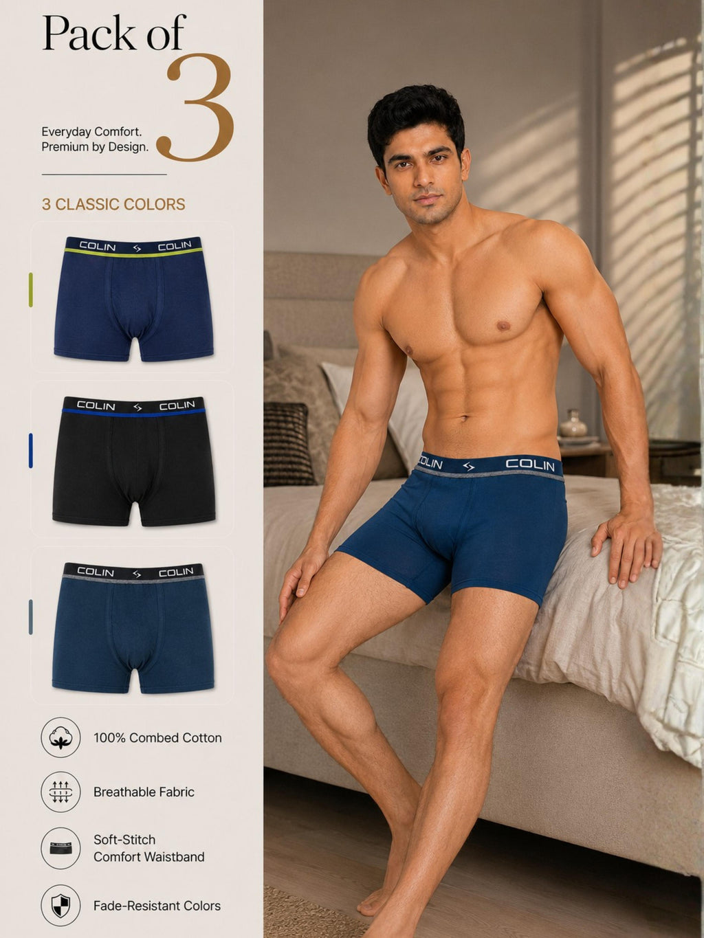 Colin Active Trunk 3 Pcs Pack