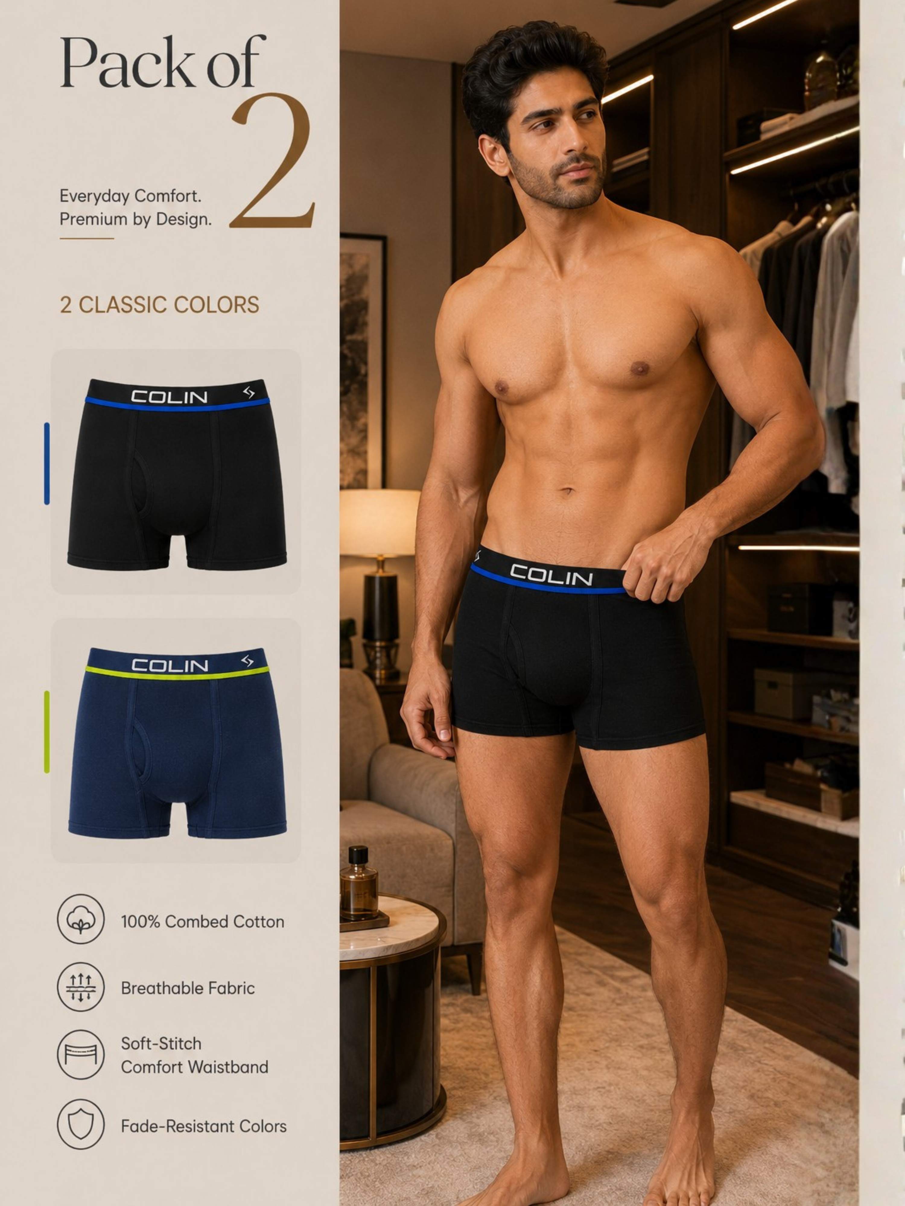 Colin Active Boxer 2 Pcs Pack - Pack of 2 Infographic