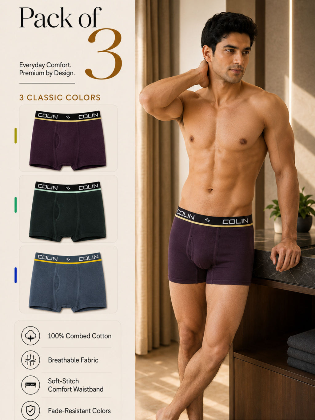 Colin Active Boxer 3 Pcs Pack