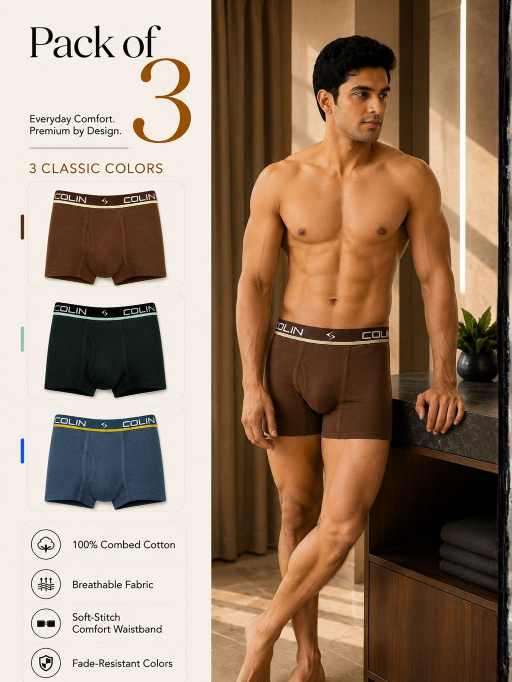 Colin Active Boxer 3 Pcs Pack