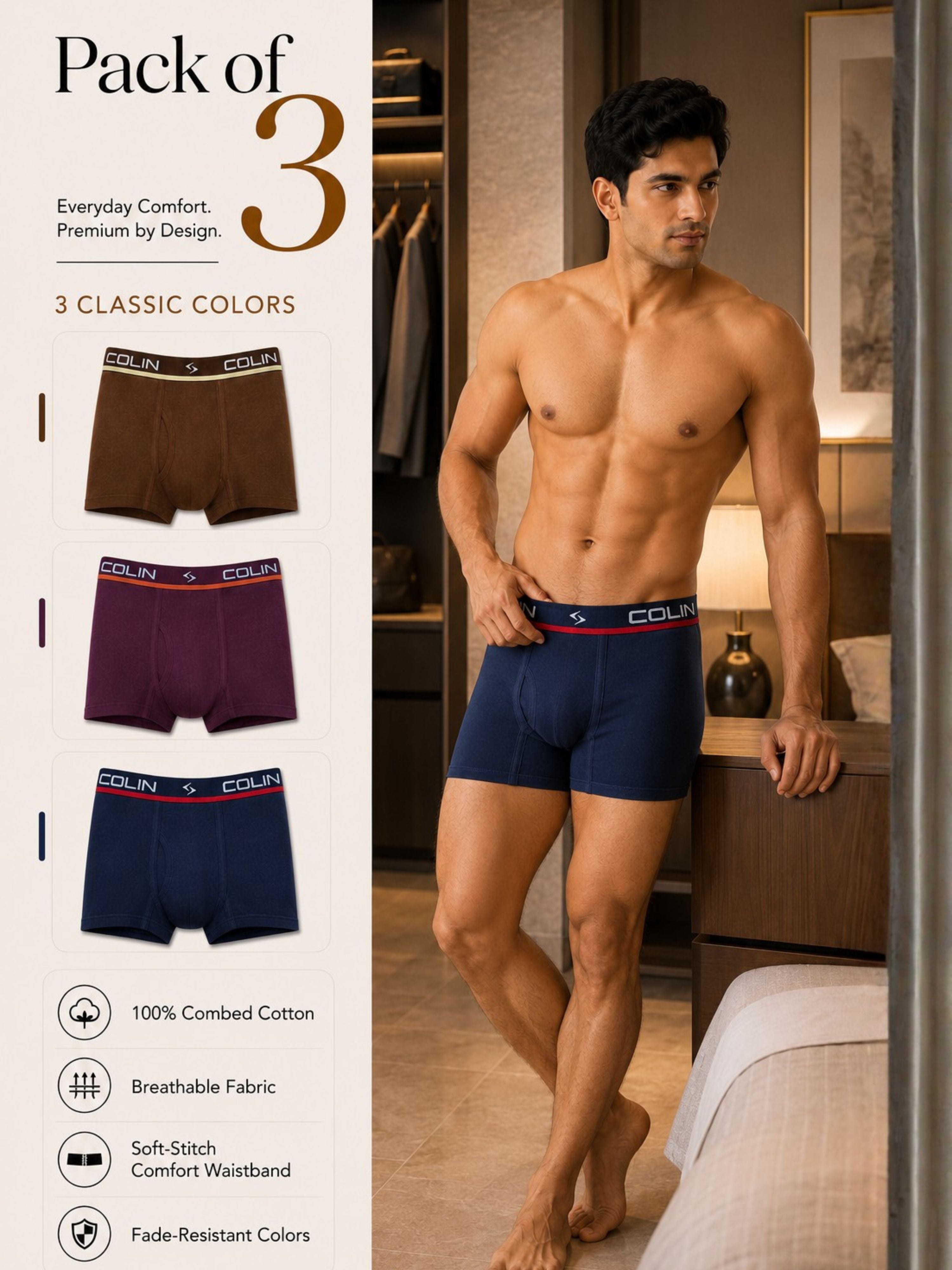 Colin Active Boxer 3 Pcs Pack
