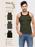 Colin Gold Gym Vest 3 Pcs Pack - Olive, Grey, Black
